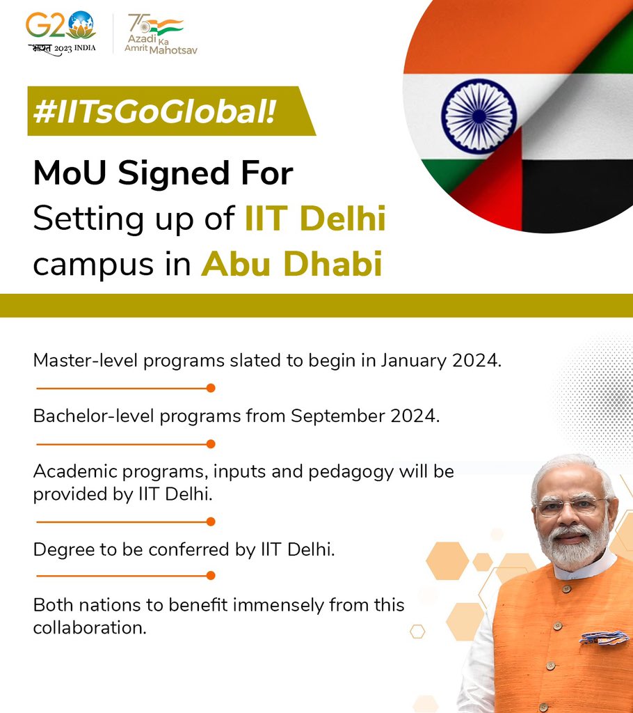 IIT Delhi campus to be set up in Abu Dhabi, courses to start from January  2024